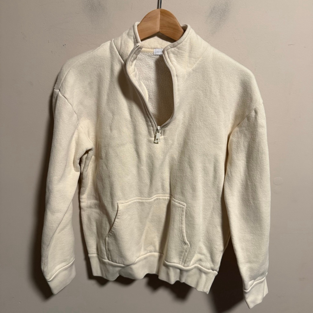Beyond Yoga Recharge 1/4 Zip Pullover Sweater in Cream- Size XS - Picture 5 of 9